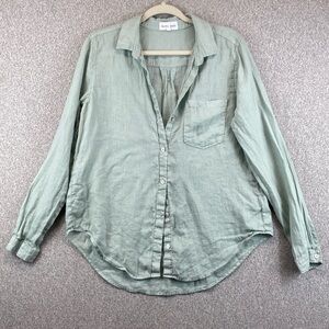 Bella Dahl linen button up down pastel green womens L beachy Lagenlook